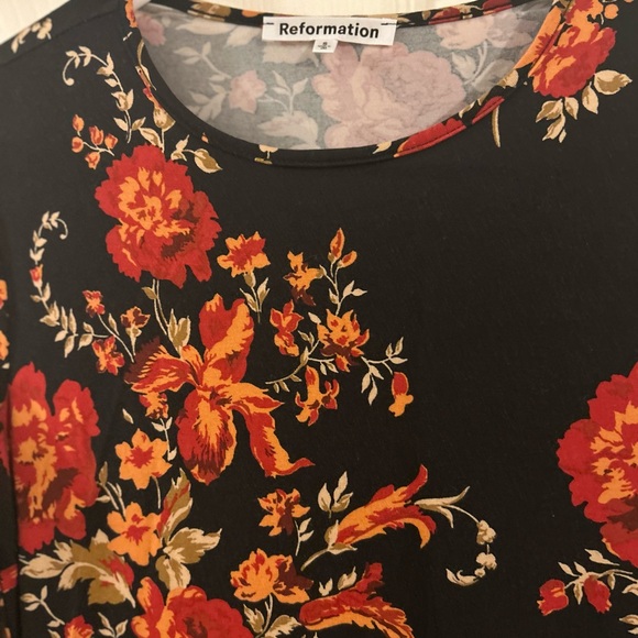 Reformation Black and Red Floral Long Sleeve Dress - Picture 7 of 8